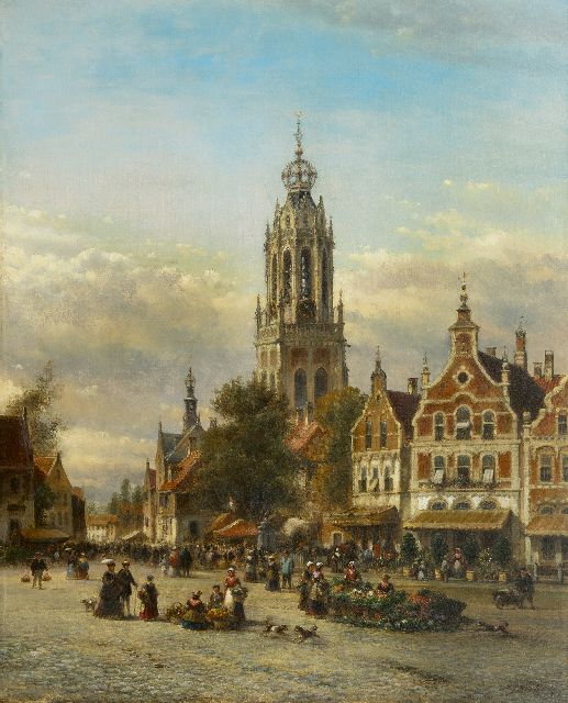 Lodewijk Johannes Kleijn | Markt in een stad, olieverf op doek, 86,5 x 70,1 cm, gesigneerd r.o.