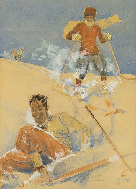 Bernard van Vlijmen | Skipret, aquarel op papier, 47,6 x 34,0 cm, gesigneerd r.o. en gedateerd 1928