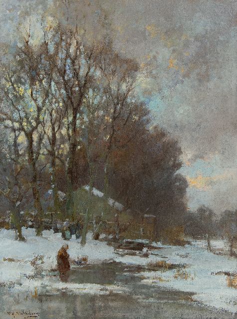 Willem Hendrik Eickelberg | Winterdag aan de bosrand, olieverf op doek, 72,5 x 54,2 cm, gesigneerd l.o.