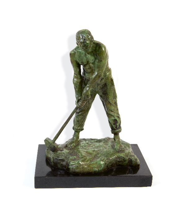 Demanet V.J.G.  | De steenhouwer, brons 46,0 x 30,0 cm, gesigneerd op basis