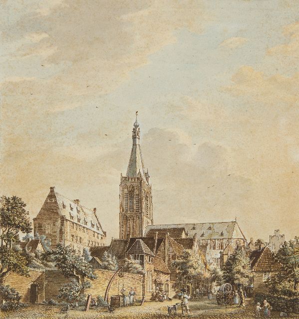 Jan de Beijer | De Grote Kerk en het Klooster te Doesburg, pen, inkt en aquarel op papier, 33,7 x 31,7 cm, gesigneerd verso en verso gedateerd 10. August: 1772'