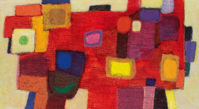 Will Leewens | Rood, olieverf op doek, 55,3 x 100,0 cm, gesigneerd op spieraam