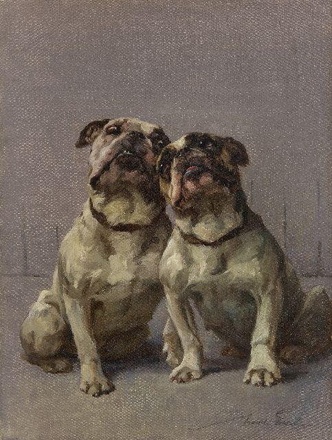 Earl M.A.  | Twee bulldoggen, olieverf op doek 61,5 x 45,9 cm, gesigneerd r.o.
