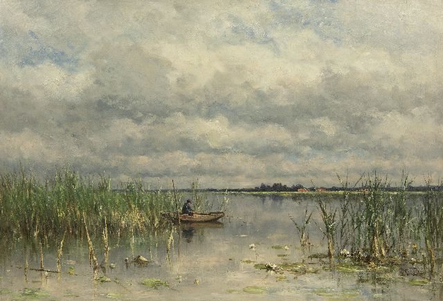Willem Roelofs | Visser op het water bij Noorden, olieverf op doek, 68,3 x 100,2 cm, gesigneerd r.o. en te dateren ca. 1880-1888