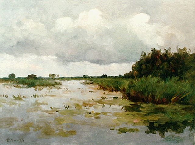 Victor Bauffe | Polderlandschap bij Kortenhoef, olieverf op doek, 38,5 x 50,2 cm, gesigneerd l.o.