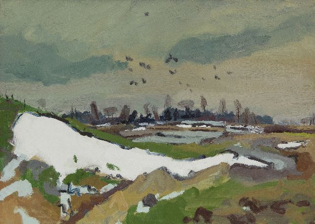 Zee J. van der | Landschap bij Yde, Drenthe, olieverf op doek 50,0 x 70,1 cm, gesigneerd verso en verso gedateerd '43