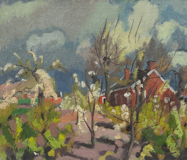 Jan van der Zee | Voorjaarslandschap, Groningen, olieverf op doek, 60,0 x 70,2 cm, gesigneerd r.o. en gedateerd '44