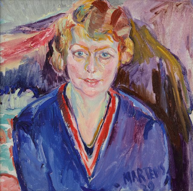 George Martens | Vrouwenportret, olieverf op doek, 50,4 x 50,2 cm, gesigneerd r.o. en gedateerd '29
