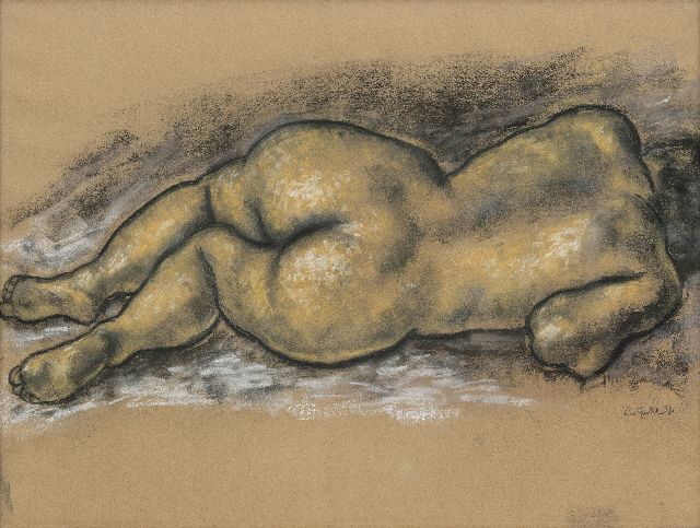 Leo Gestel | Liggend naakt, houtskool en pastel op papier, 47,0 x 62,5 cm, gesigneerd r.o. en gedateerd '31