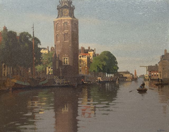 Willem Witsen | De Montelbaanstoren aan de Oude Schans bij zomer, olieverf op doek, 79,7 x 100,6 cm, gesigneerd r.o. en te dateren ca. 1913