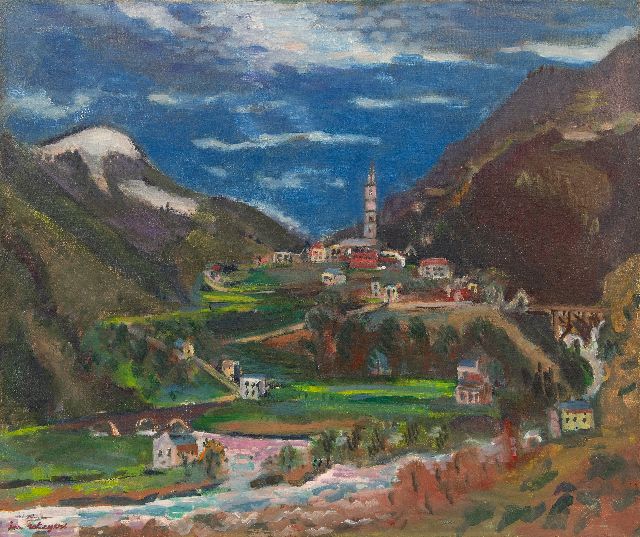 Jan Wiegers | Gezicht op Intragna, Ticino, Zwitserland, olieverf op doek, 61,5 x 73,4 cm, gesigneerd l.o. en te dateren ca. 1947