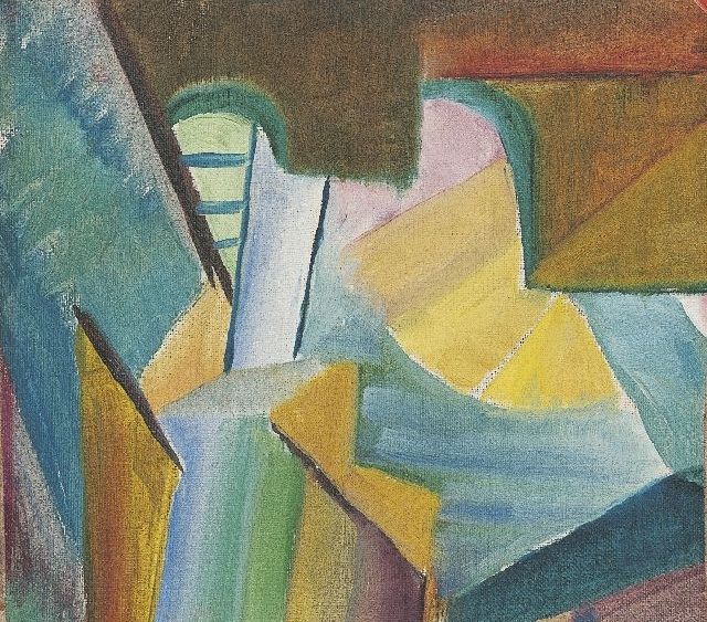 Freundlich O.  | Compositie i.o., olieverf op doek 16,4 x 18,7 cm, te dateren 1928