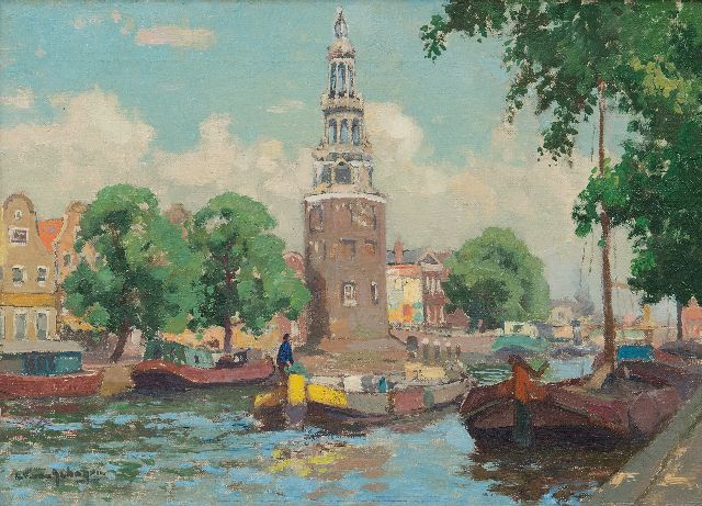 Gerbrand Frederik van Schagen | De Amstel met de Montelbaanstoren, Amsterdam, olieverf op doek, 25,3 x 35,4 cm, gesigneerd l.o.