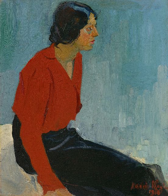 Harrie Kuijten | Vrouw in rode blouse, olieverf op paneel, 57,1 x 49,5 cm, gesigneerd r.o. en gedateerd 1910