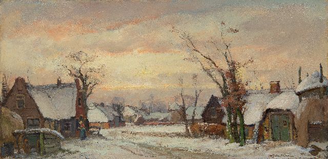 David Schulman | Goois dorpje in de sneeuw, olieverf op doek, 40,2 x 80,2 cm, gesigneerd r.o.
