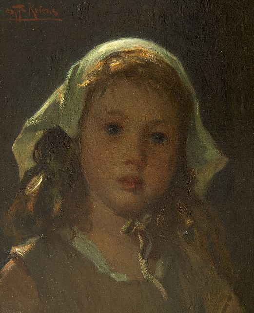 Otto Kriens | Meisjeskopje, olieverf op paneel, 33,0 x 27,2 cm, gesigneerd l.b.