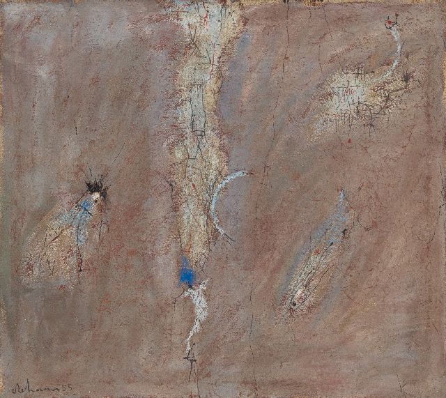 Wim de Haan | Zonder titel, olieverf op doek, 90,1 x 100,4 cm, gesigneerd l.o. en gedateerd '55