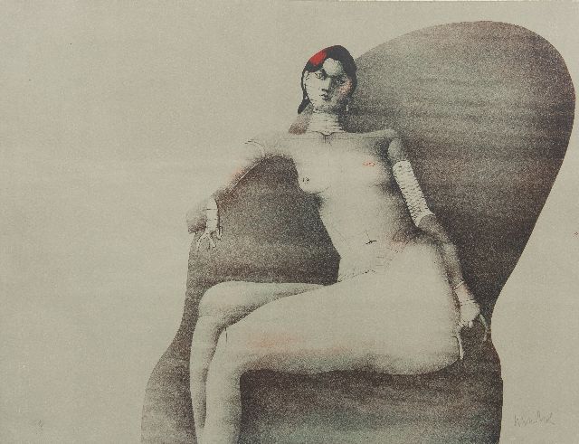 Wunderlich P.  | Joanna Posing for Redfern, 1968, litho op papier 50,0 x 65,0 cm, gesigneerd r.o. (in potlood)