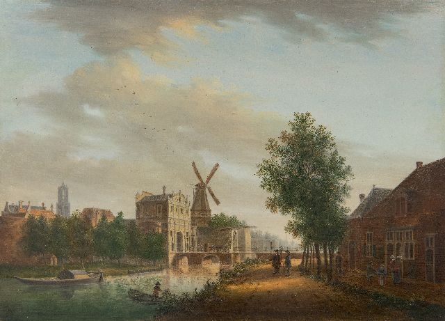 Pieter Jan van Liender | Gezicht op Utrecht met de Catharijnepoort, olieverf op paneel, 21,1 x 29,0 cm, gesigneerd l.o. en gedateerd 1759