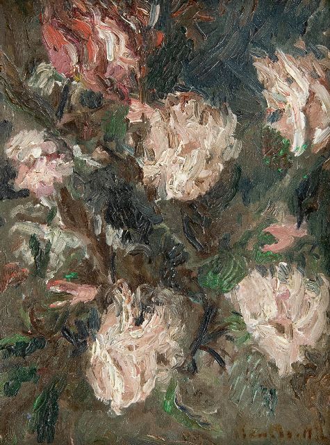 Adolphe Monticelli | Rozen, olieverf op doek, 21,3 x 16,1 cm, gesigneerd r.o.