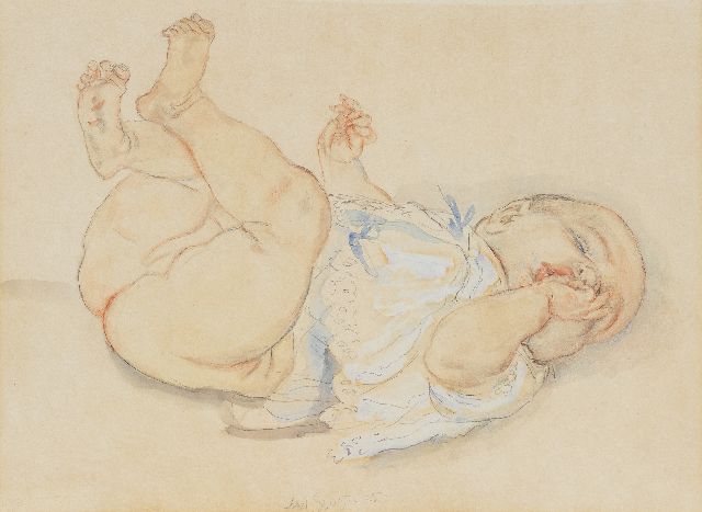 Sluijters J.C.B.  | Duimzuigende baby, potlood, kleurpotlood, aquarel en gouache op papier 34,3 x 46,3 cm, gesigneerd m.o.