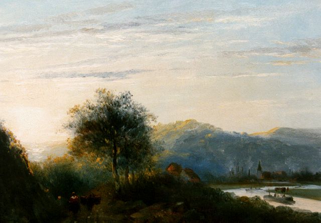 Abraham van der Wayen Pieterszen | Reiziger in een rivierlandschap, olieverf op paneel, 21,4 x 27,7 cm, gesigneerd l.o. mon