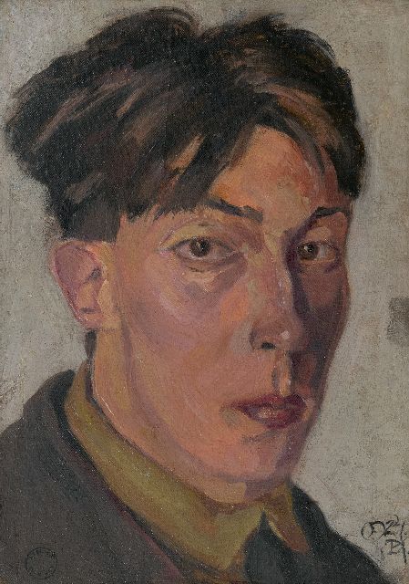 Ket D.H.  | Zelfportret, naar rechts gewend, olieverf op doek op paneel 36,5 x 26,2 cm, gesigneerd r.o. en gedateerd '24