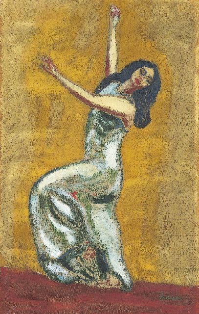 Verhoeven J.  | Danseuse, olieverf op doek 60,7 x 38,2 cm, gesigneerd r.o. en te dateren ca. 1910-1912