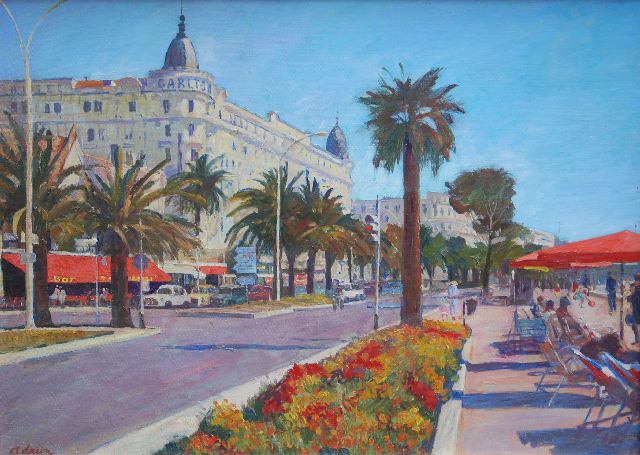 Adrion L.  | Gezicht op het Carltonhotel in Nice, olieverf op doek 60,5 x 81,5 cm, gesigneerd l.o.