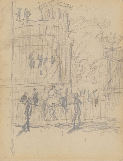 Bonnard P.E.F.  | Op de renbaan, potlood op papier 11,0 x 8,5 cm, gesigneerd r.o. met stempel