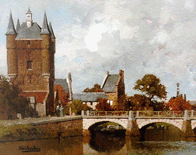 Karel Klinkenberg | De Zuydthavenpoort van Zierikzee, olieverf op paneel, 20,0 x 27,0 cm, gesigneerd r.o.