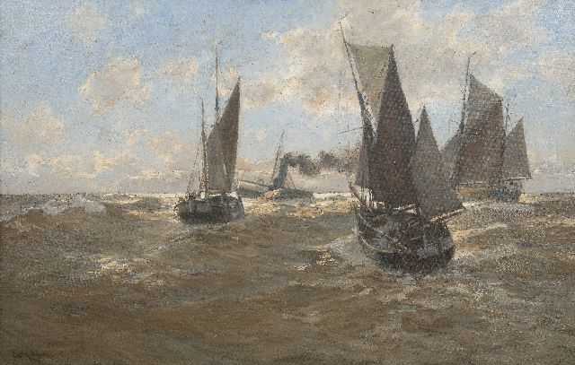 Erwin Günther | Zeilschepen op volle zee, olieverf op doek, 65,5 x 101,0 cm, gesigneerd l.o.