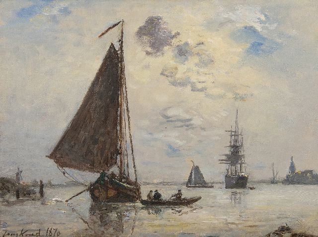 Johan Barthold Jongkind | Sortie de Port en Hollande, olieverf op doek, 24,4 x 32,7 cm, gesigneerd l.o. en gedateerd 1870