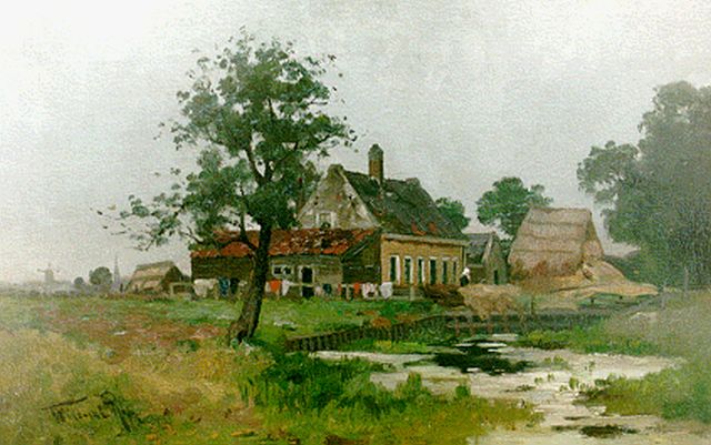 Willem Rip | Boerenwoning bij IJsselmonde (Rotterdam), olieverf op doek, 32,8 x 51,2 cm, gesigneerd l.o.