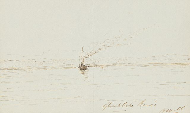 Hendrik Willem Mesdag | Glückliche Reise, pen en Oost-Indische inkt op papier, 11,5 x 18,5 cm, gesigneerd r.o. met initialen