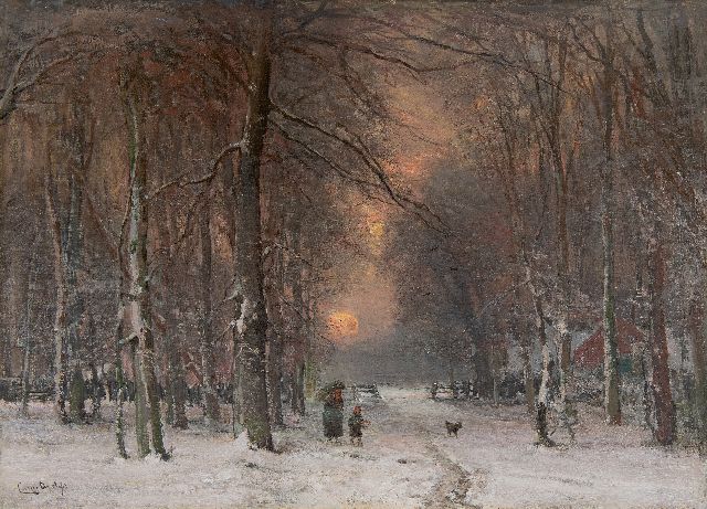 Louis Apol | Winterlandschap met houtsprokkelaars, olieverf op doek, 50,6 x 71,0 cm, gesigneerd l.o.