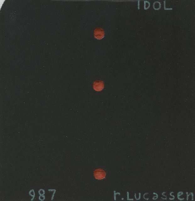 Reinier Lucassen | Idol noir (theoretisch model), 1987, olieverf op golfkarton, 34,0 x 34,0 cm, gesigneerd r.o. en gedateerd 1987