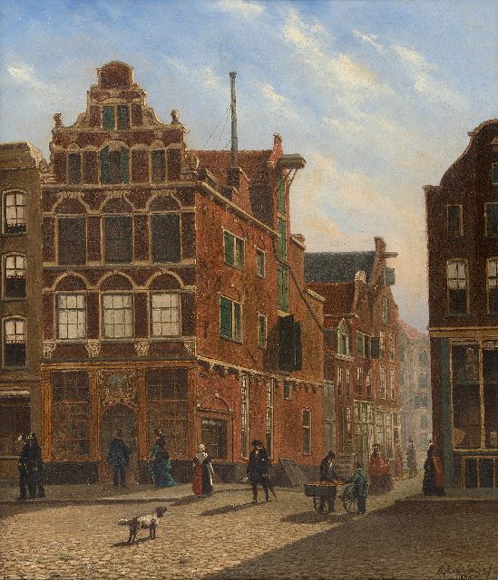 Oene Romkes de Jongh | Hollands stadsgezicht, olieverf op doek, 54,0 x 44,0 cm, gesigneerd r.o. en gedateerd 1876