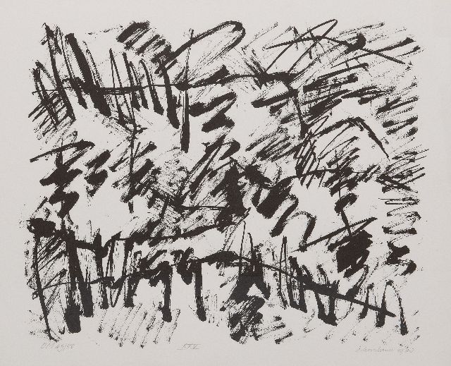 Schoonhoven J.J.  | Zonder titel, 1988, litho op papier 49,7 x 59,7 cm, gesigneerd r.o. (in potlood) en gedateerd 1988 (in potlood)