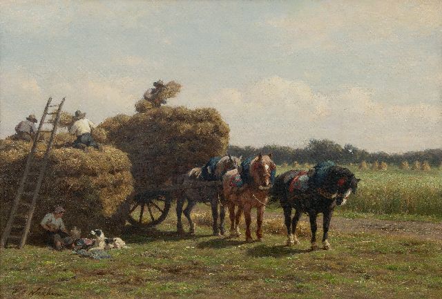 Willem Carel Nakken | Hooitijd, olieverf op doek, 52,1 x 76,6 cm, gesigneerd l.o.