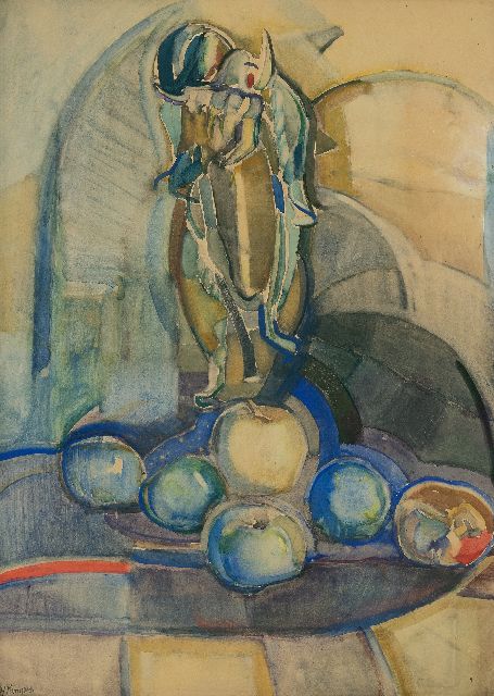 Kruyder H.J.  | Stilleven met appels, aquarel op papier 62,0 x 43,0 cm, gesigneerd l.o. en te dateren ca. 1916-1922