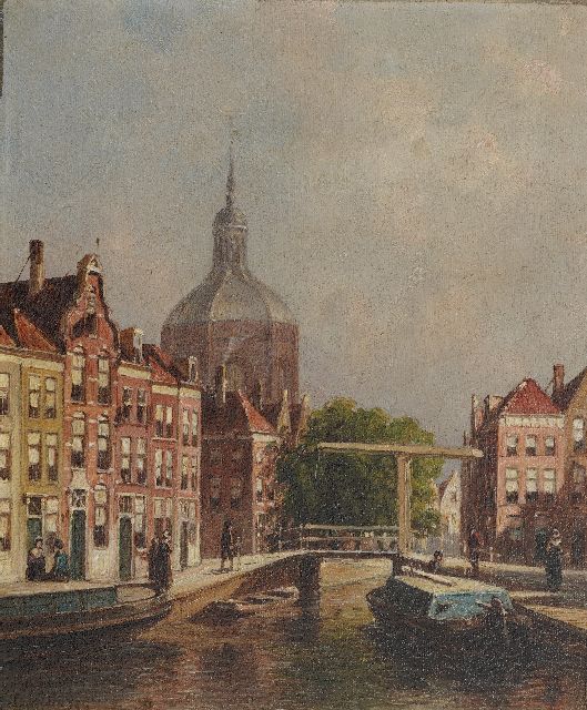 Petrus Gerardus Vertin | Stadsgezicht te Leiden, olieverf op paneel, 20,0 x 23,5 cm, gedateerd 1834