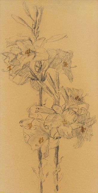 Bart van der Leck | Lelies, grafiet en aquarel op papier, 50,0 x 26,0 cm, gesigneerd verso en verso gedateerd 1922