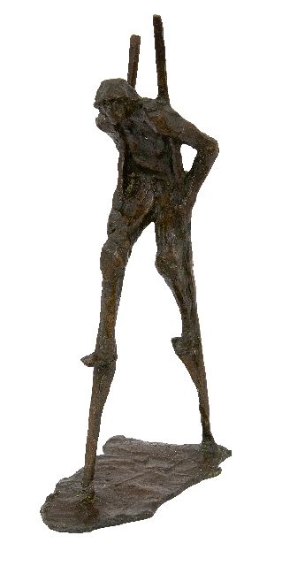 Jits Bakker | Steltloper, brons, 32,0 x 8,0 cm, gesigneerd op basis
