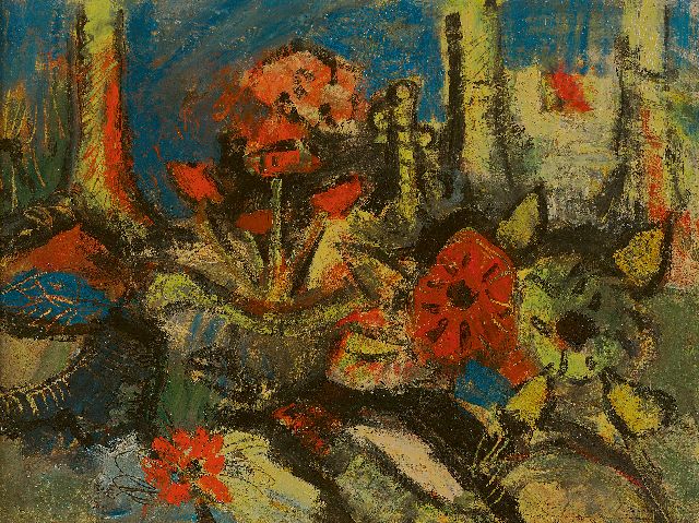 Herman Kruyder | Bloemen en bomen, olieverf op doek, 30,7 x 40,4 cm, te dateren ca. 1925