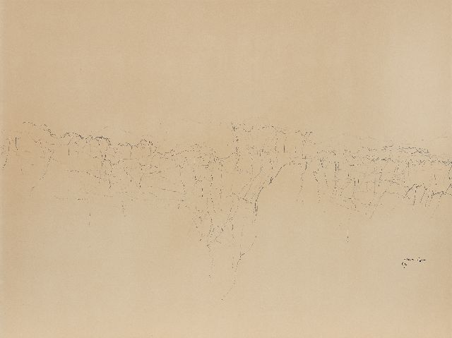 Armando   | Landschap, potlood op papier 74,0 x 98,0 cm, gesigneerd r.o. en gedateerd '67