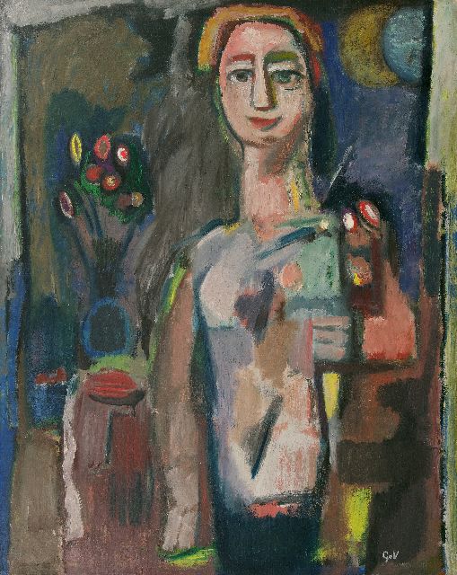 Geer van Velde | Vrouw en bloemen, olieverf op doek, 100,0 x 80,1 cm, gesigneerd r.o. en te dateren ca. 1930-1935