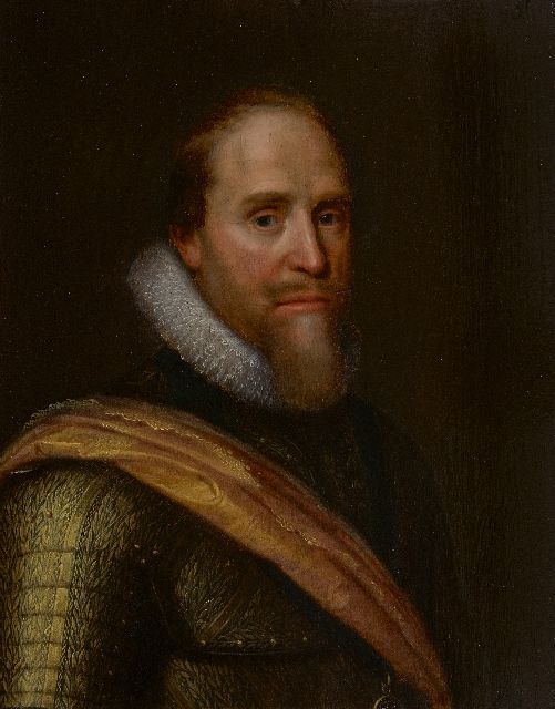 Mierevelt (atelier van) M.J. van | Portret van Maurits, Prins van Oranje-Nassau, olieverf op doek 63,5 x 50,8 cm