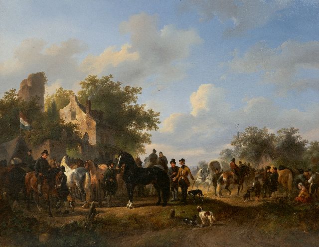 Wouterus Verschuur | Paardenmarkt, olieverf op doek, 57,3 x 72,8 cm, gesigneerd m.o.