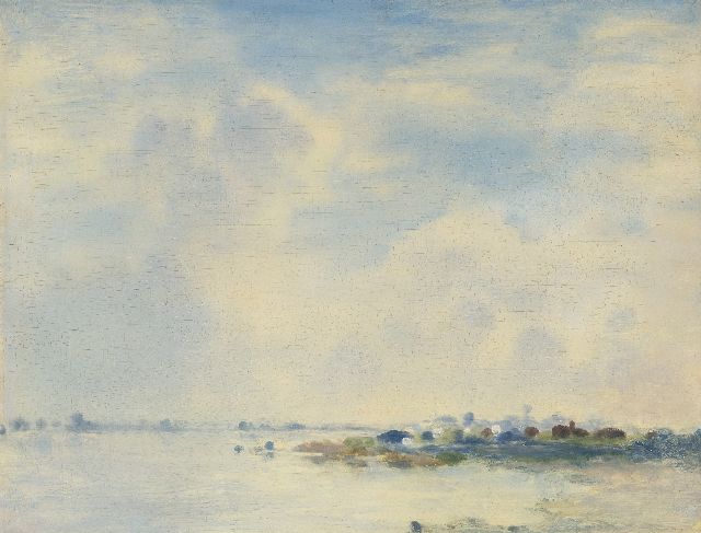 Jan Voerman sr. | Vroege ochtend aan de IJssel, olieverf op paneel, 31,1 x 41,0 cm